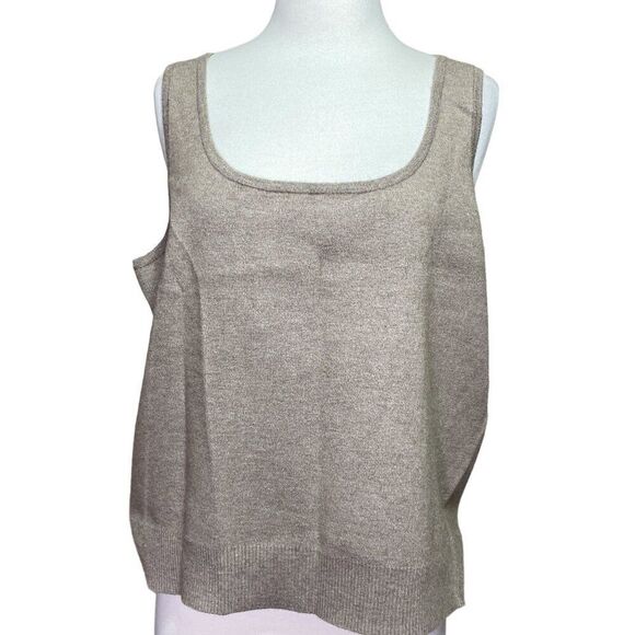 Tahari Sweater Tank Top Size 1X Tan - Picture 1 of 6